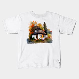 Cute house between autumn trees Kids T-Shirt